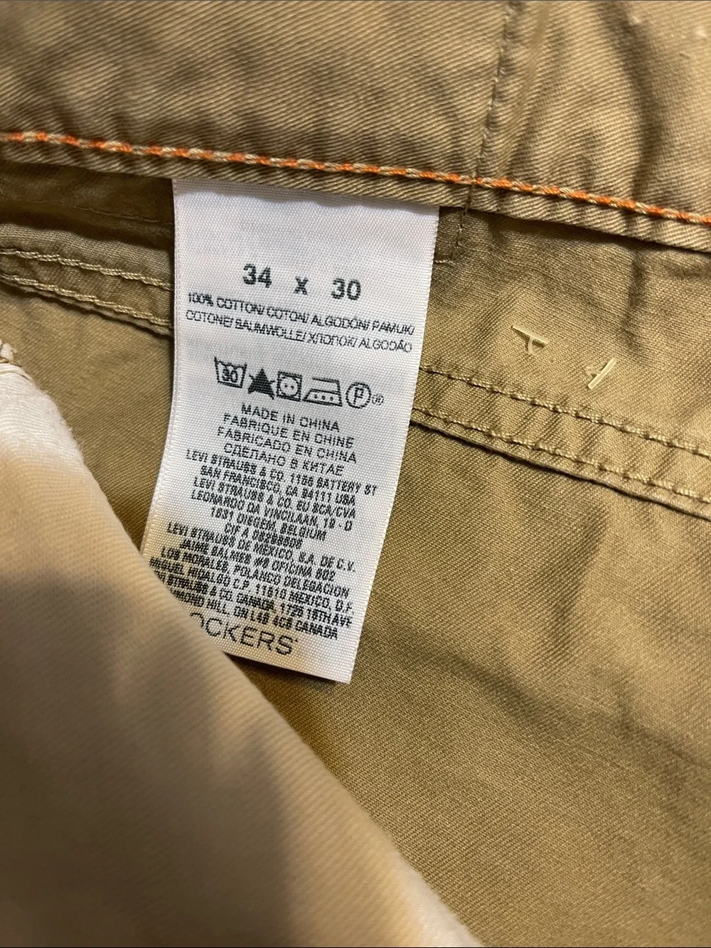 Dockers Kids Khaki Shorts in Tan with Orange Accent